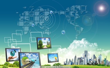 通信技術(shù)導(dǎo)航PSD素材 通訊技術(shù)發(fā)展的視覺(jué)橋梁